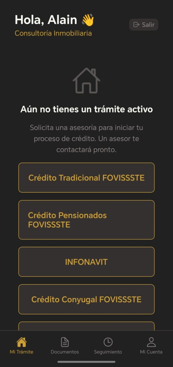Portal del cliente en Android — Consultoría Inmobiliaria